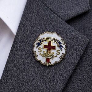 Vintage Episcopal Sunday School Little System Cross Crown Enamel Pin SSS c1960s